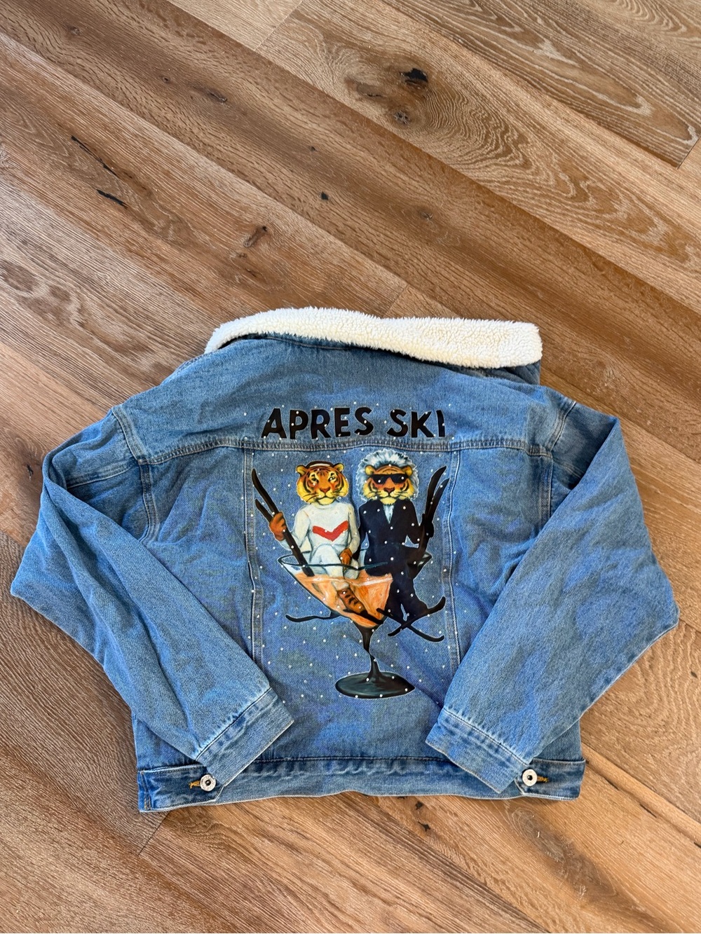 Judith March Fleece Tiger Jean Jacket Women’s Large NWT